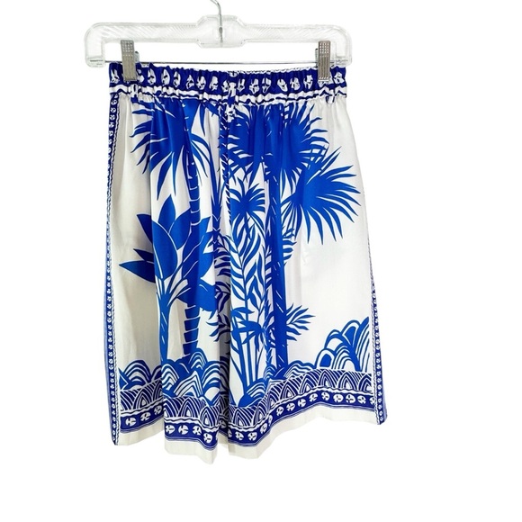 Zara High Rise Printed Bermuda Short Blue and Cream Size S - Picture 6 of 11